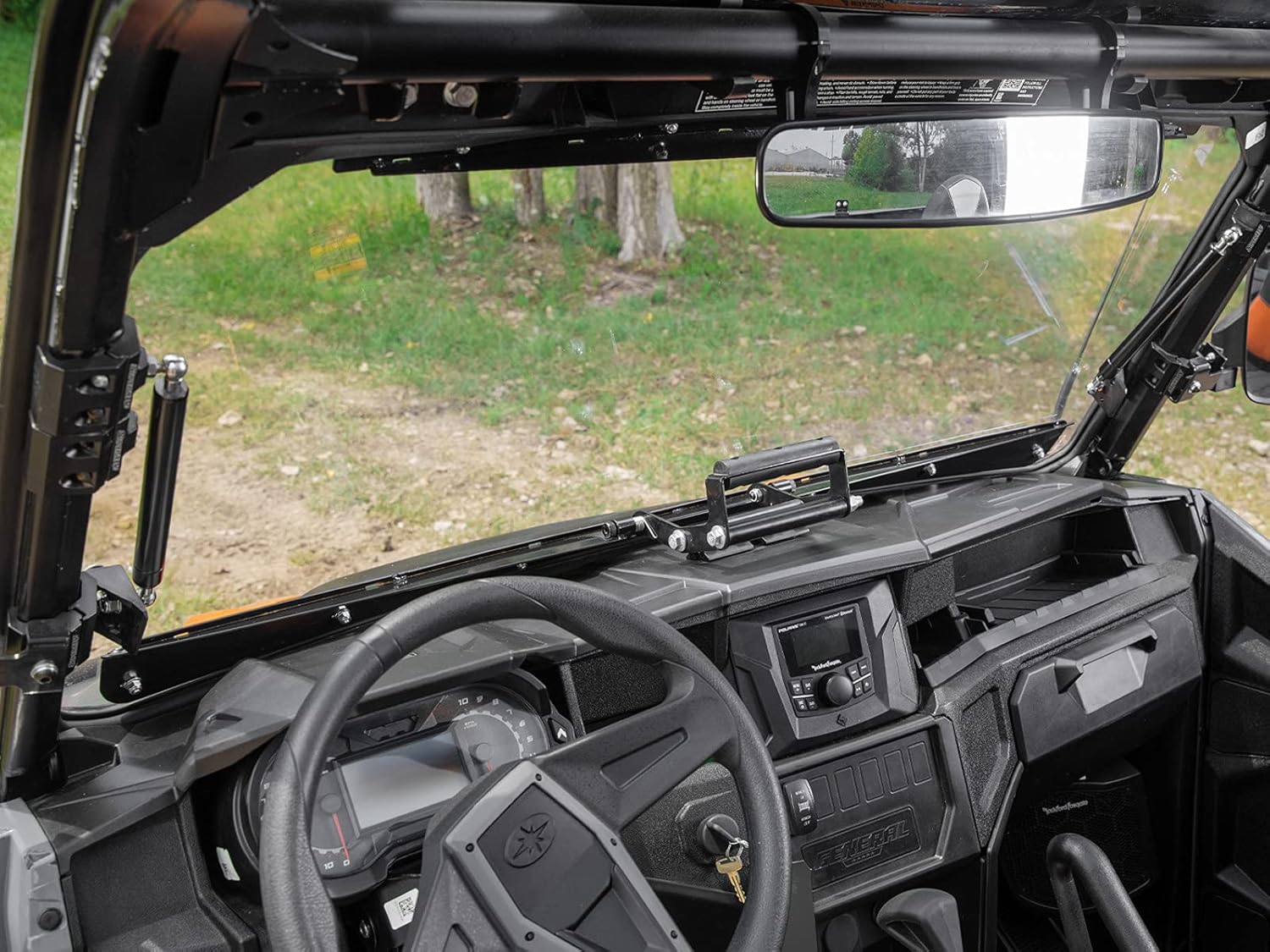SuperATV Scratch Resistant 3-in-1 Flip Windshield for 2016+ Polaris General 1000/2017+ Polaris General 4 | 1/4 Thick Polycarbonate 25X Stronger than Glass | Can be set to Open, Vented, or Closed!