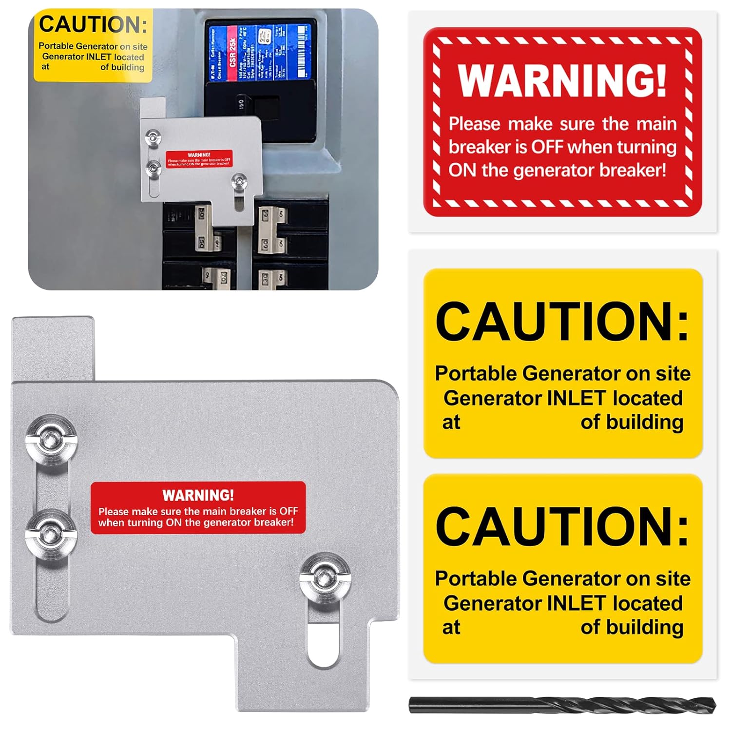 ACANORA Generator Interlock Kit Silver for Horizontal Cutler Hammer CH Series Main 150 or 200 amp Panels, 1/2 Inch Spacing Between Main and Branch Breaker