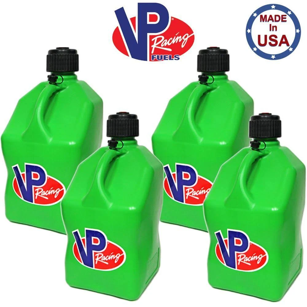 VP Racing Fuel Jugs Square 5 Gallon GAS Can and Hose Green / 4 / 0