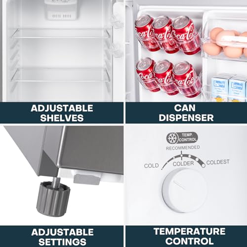 Upstreman 7.7 Cu.Ft. Refrigerator with Freezer, Double Door Refrigerator, Adjustable Thermostat, Large Capacity, Reversible Door Swing, Refrigerator for Apartment, Office, Dorm, Black（BD75）