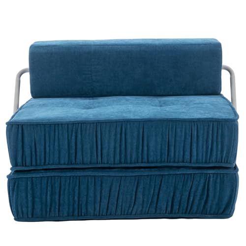 Folding Sofa Bed,Futon Sleeper Chair,Convertible Chair Floor Couch & Sleeping Mattress for Living Room,Guest Room,Home Office,Apartment,Small space,Removable Back Cushion (Gray)