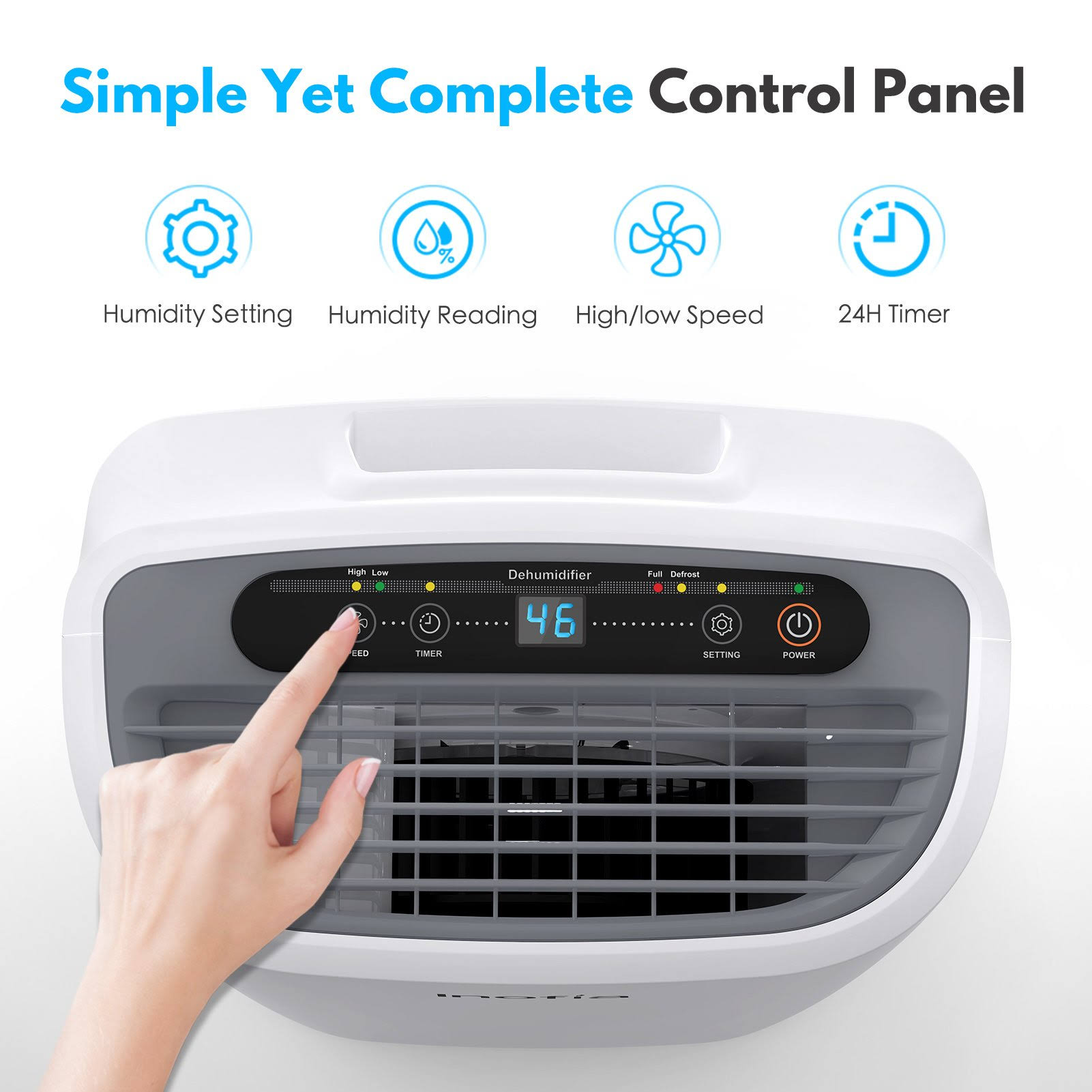 Inofia 30 Pints Dehumidifier Mid-Size Portable for Basements and Large