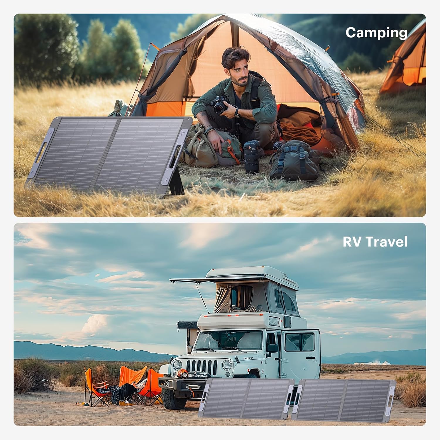 100W Portable Solar Panel,100 Watt 20v Foldable Solar Panel with MC-4 USB-A Type-C Output, 23.5% High Conversion Efficiency,IP67 Waterproof, for Power Station RV Camping Off Grid