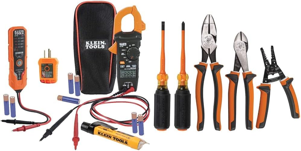 Klein Tools CL120VP Electrical Voltage Test Kit with Clamp Meter, Three Testers, Test Leads, Pouch and Batteries