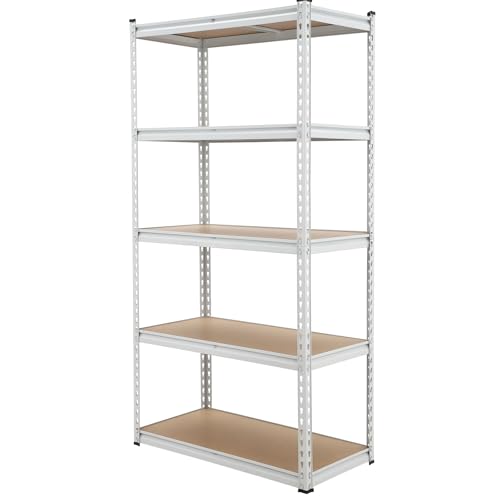 GarveeHome Garage Storage Shelves, 5-Tier Utility Shelves, Adjustable Storage Shelves, Industrial Shelving, Load 3860 Lbs Heavy Duty Storage Shelves for Garage Kitchen Basement Laundry Pantry,Black