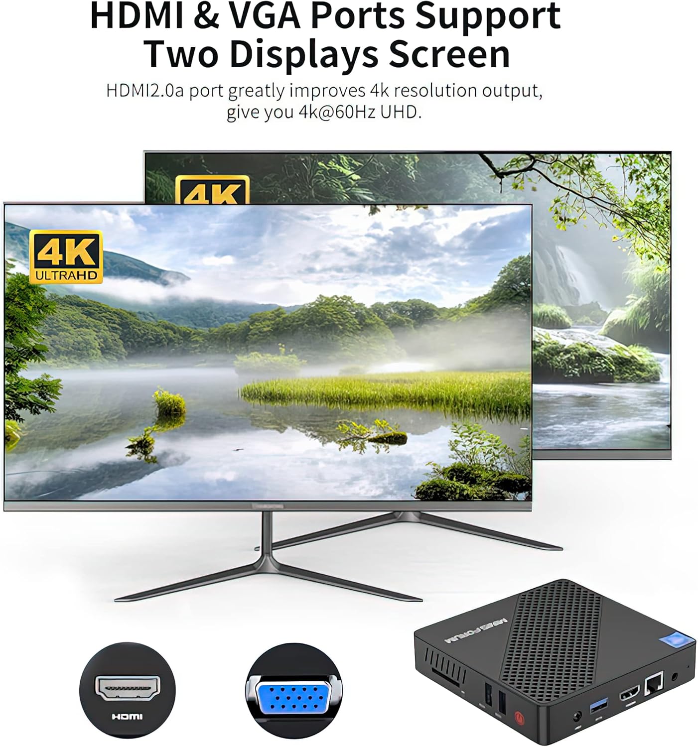 MINISFORUM N40 Mini PC Fanless Silent Desktop Computer 4GB RAM, 64GB eMMC Micro PC, Celeron N4020 up to 2.8GHz, 1000M LAN, HDMI&VGA, Support Auto Power On Mini Computer