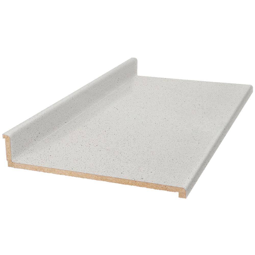 Hampton Bay 8 ft. Gray Laminate Countertop with Waterfall Edge in Sea Salt with Backsplash, Blue