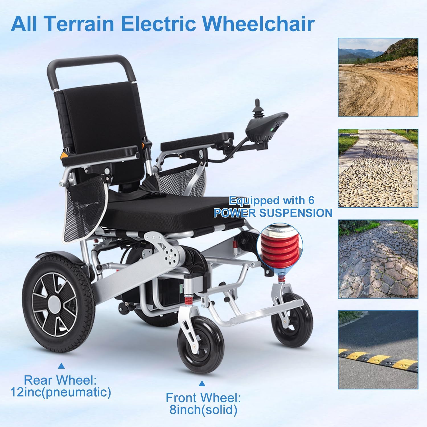 Lightweight Foldable Motorized Wheelchair for Senior,Intelligent Lightweight Foldable Electric Wheelchair,Long Range Motorized Wheelchair,Portable Power Wheelchair-20mi Cruise Range-Travel Size