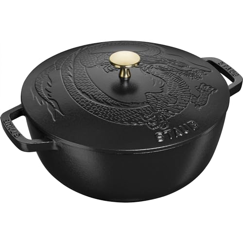 Staub Cast Iron 2.5-qt Braiser with Dragon Lid - Matte Black