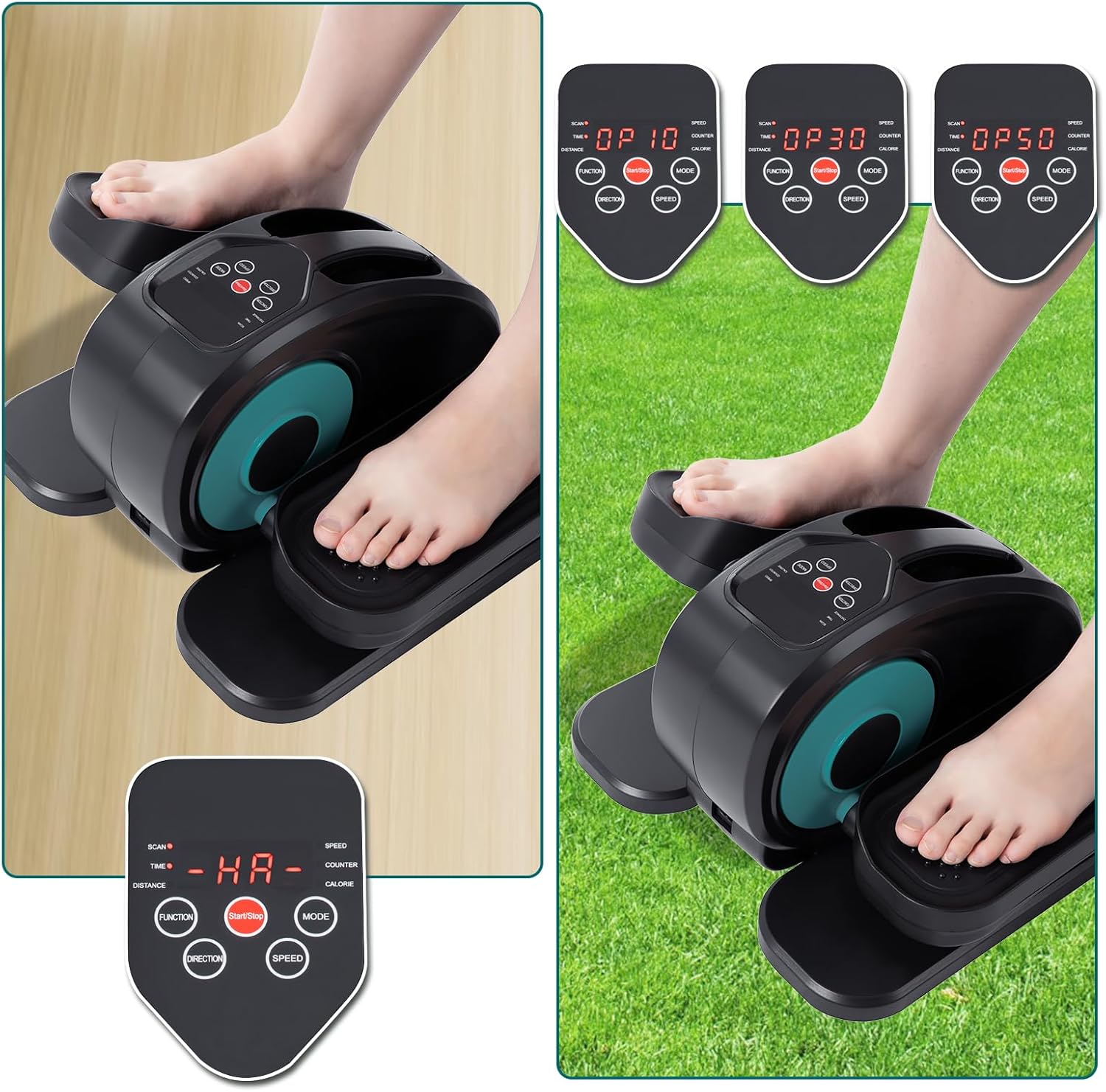 Under Desk Elliptical, Electric Seated Pedal Exerciser, Quiet & Compact Mini Ellipse Leg Exerciser with LCD Monitor, Remote Control and 5-Level Adjustable Speeds, Elliptical Machine for Home
