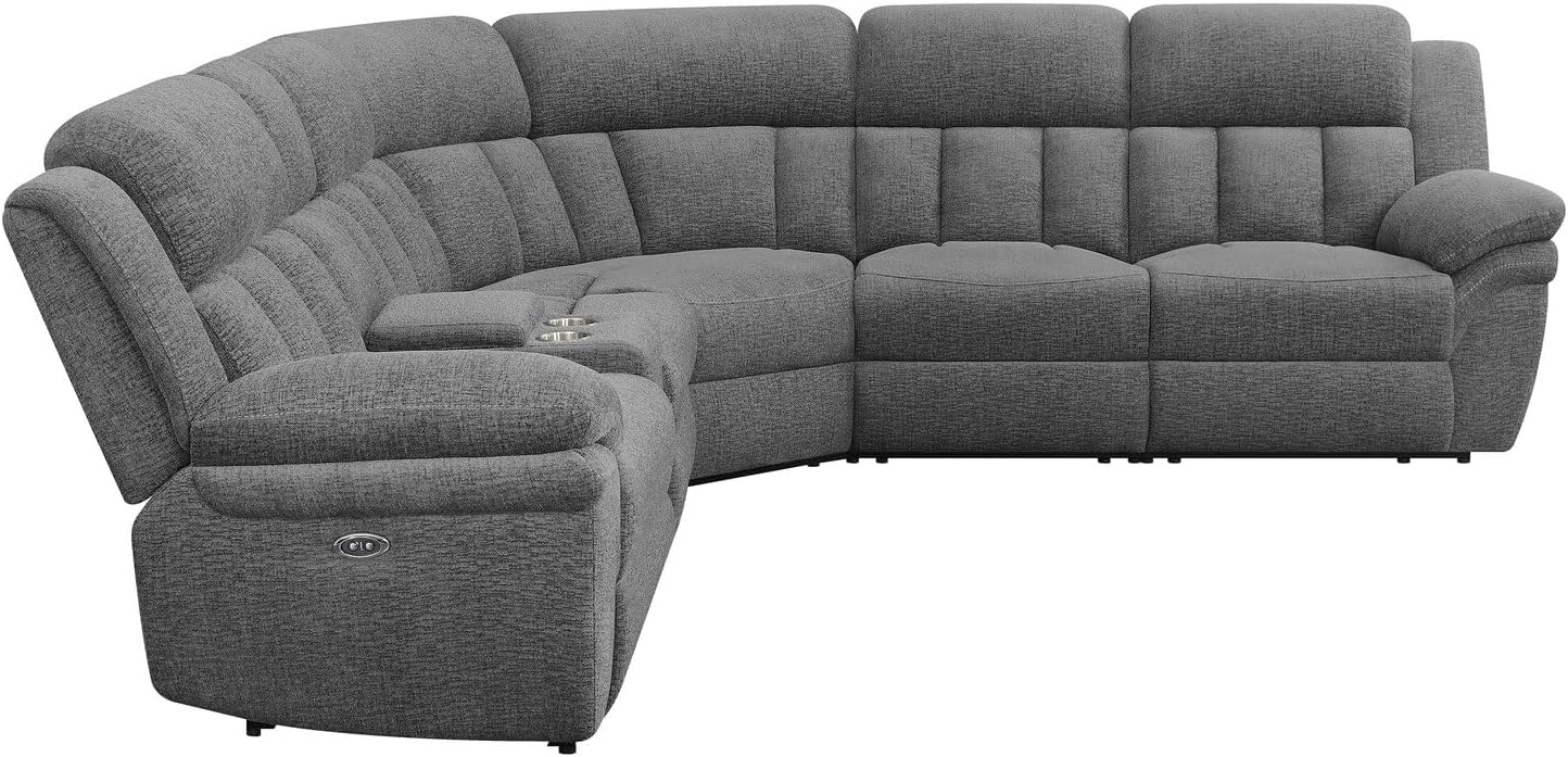 Coaster Home Furnishings Bahrain 6-Piece Upholstered Power Sectional Charcoal