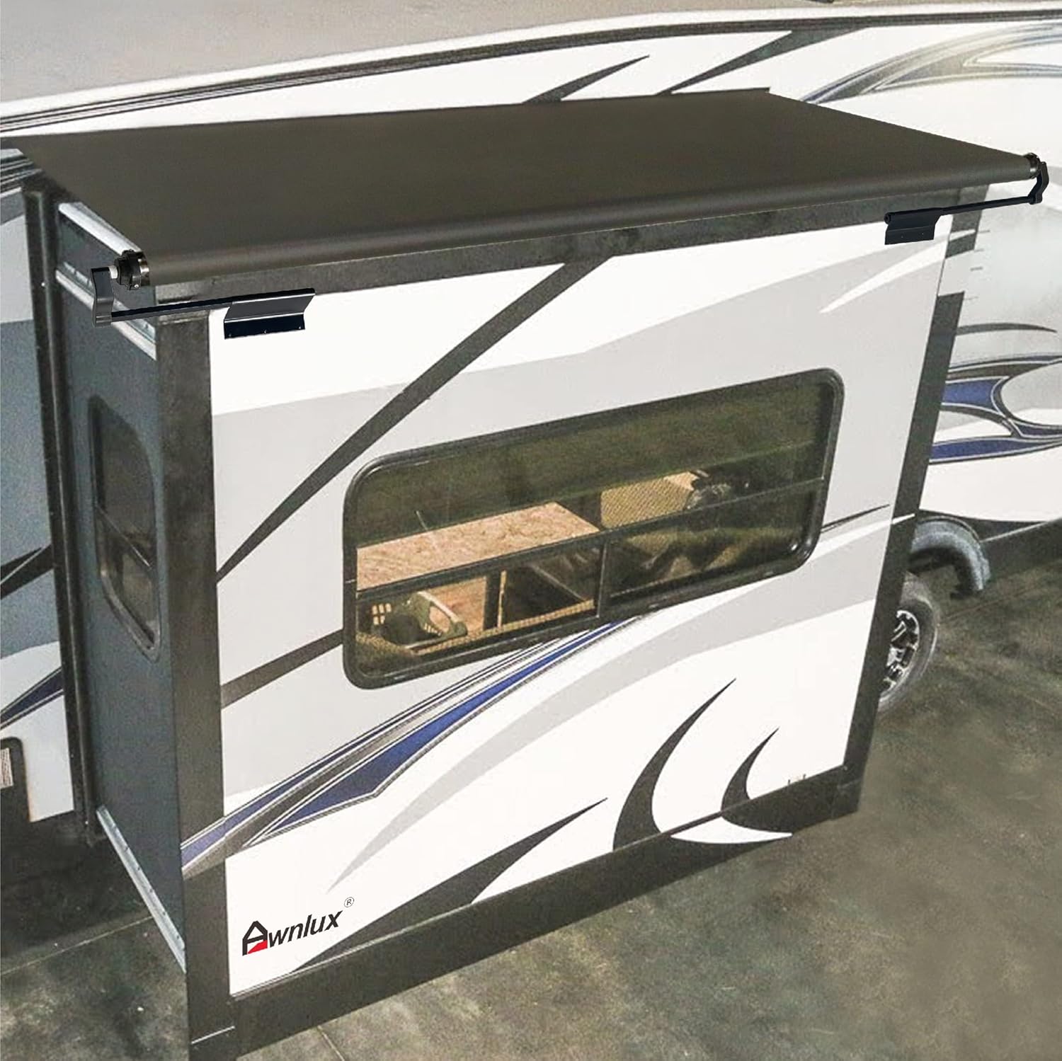Awnlux Black Modular Slide Topper Awning Slide Out Protection for RVs, Travel Trailers, 5th Wheels, and Motorhomes -6'6" (6'1" Fabric)