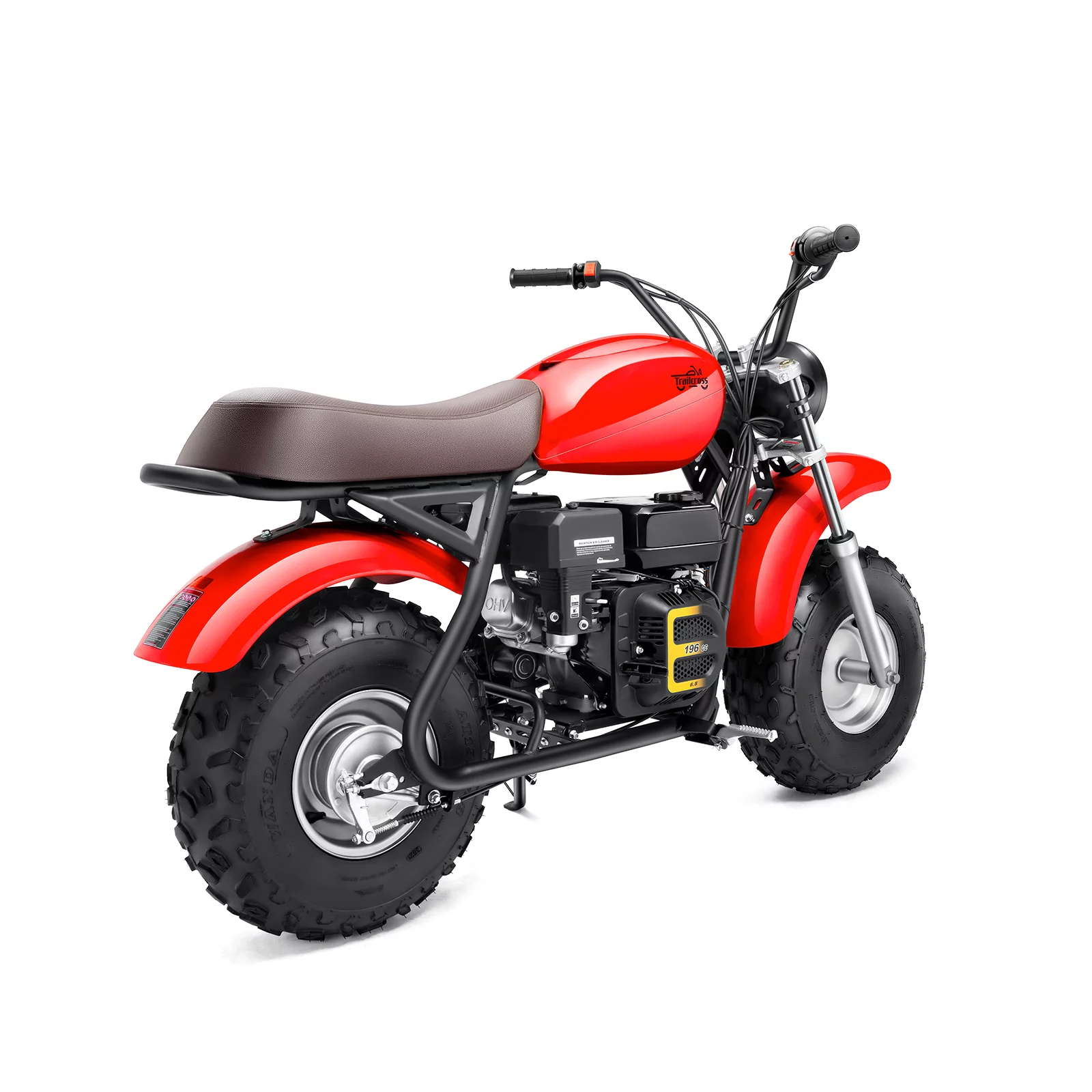Seangles Off Road 196cc Mini Bike Gas Power Trail Bike Dirt Bike for Kids Youths Adults, Tested and Fully Assembled (Red)