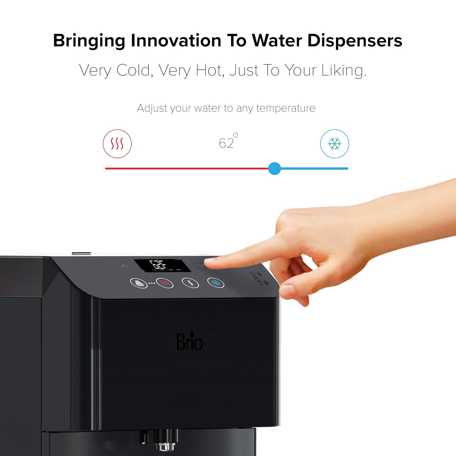 Brio Moderna Touchless Bottom Load Water Cooler Dispenser - Self-Cleaning, Motion Sensor, Tri Temp Dispense, Child Safety Lock, Holds 3 or 5 Gallon Bottles, Digital Display and LED Light