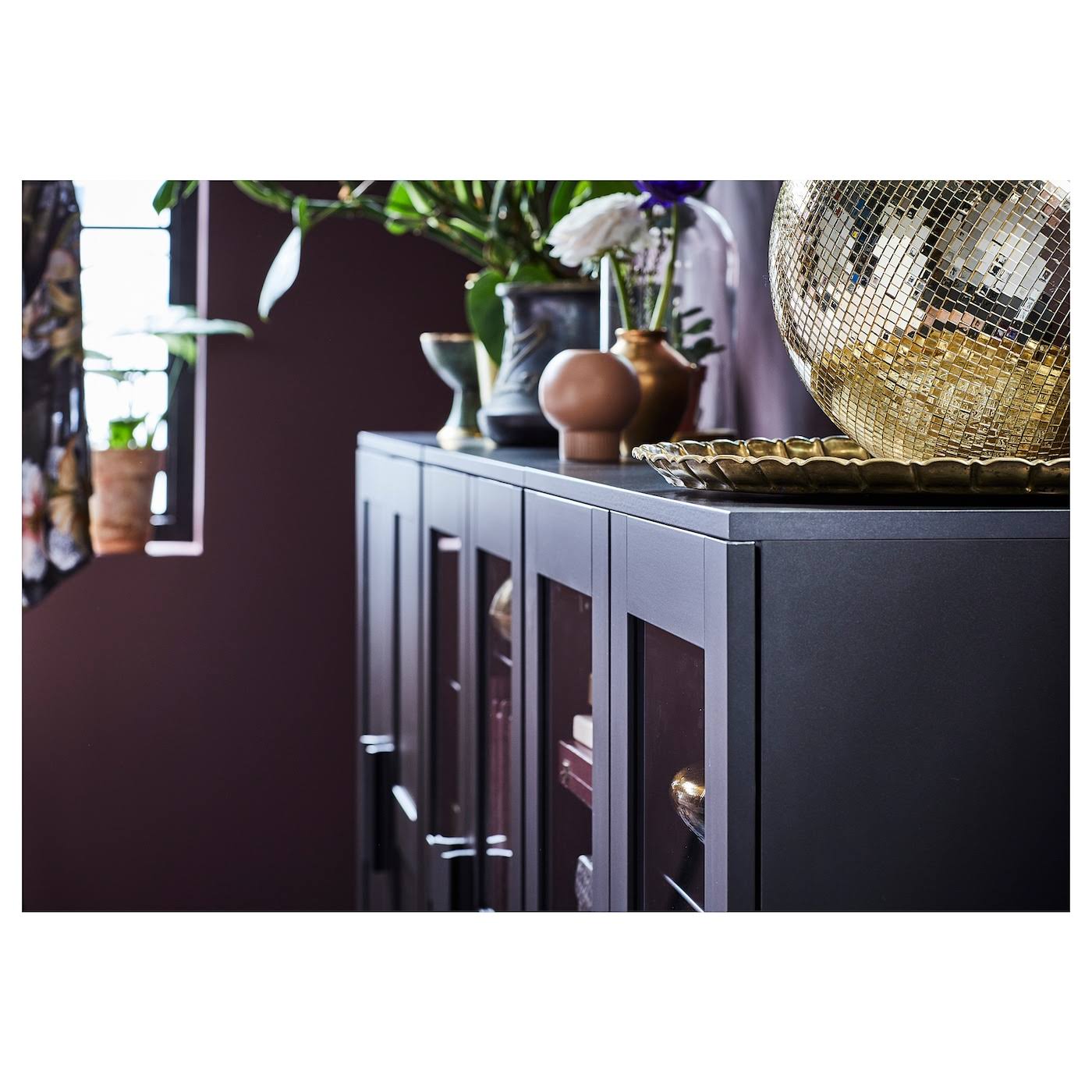 IKEA - BRIMNES Cabinet with Doors, glass/black, 30 3/4x37 3/8