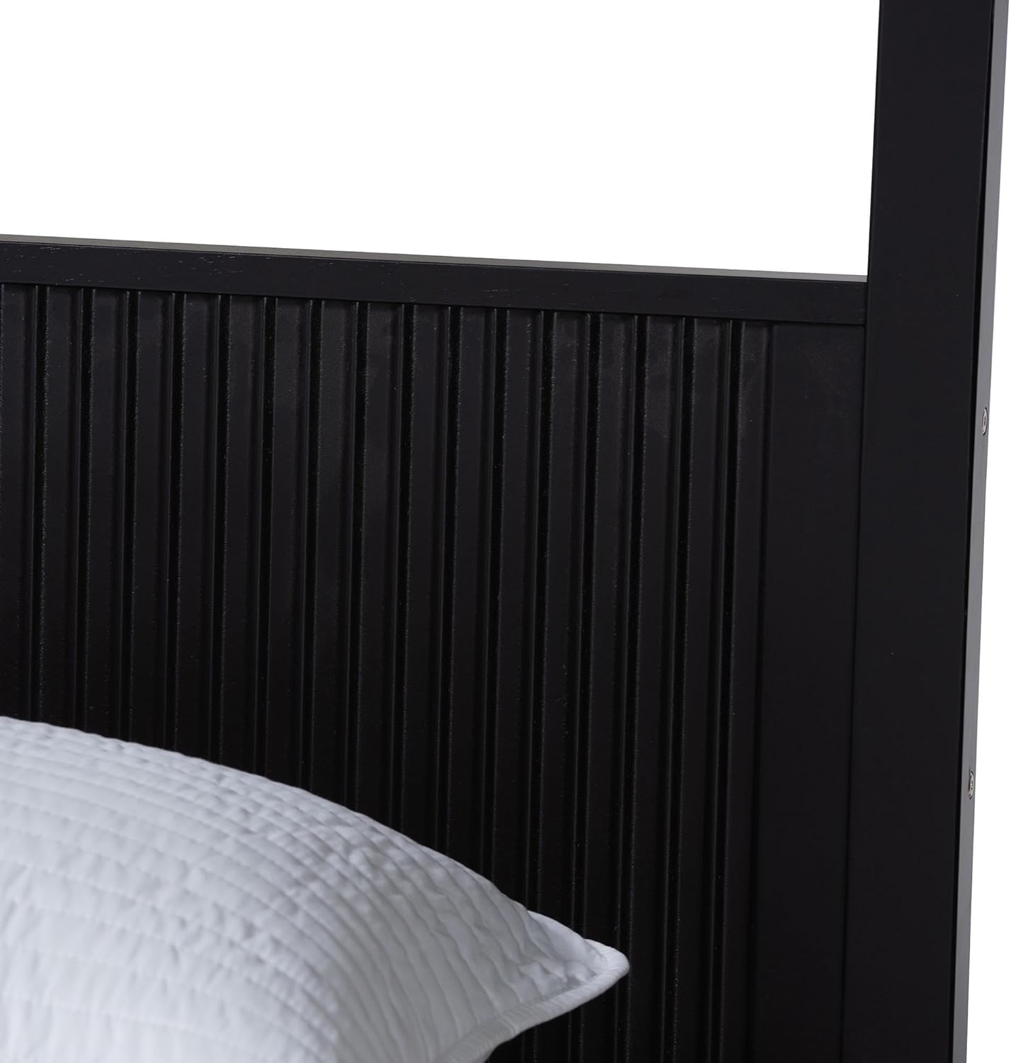 Baxton Studio Primrose Fluted Wood Canopy Bed, King, Black