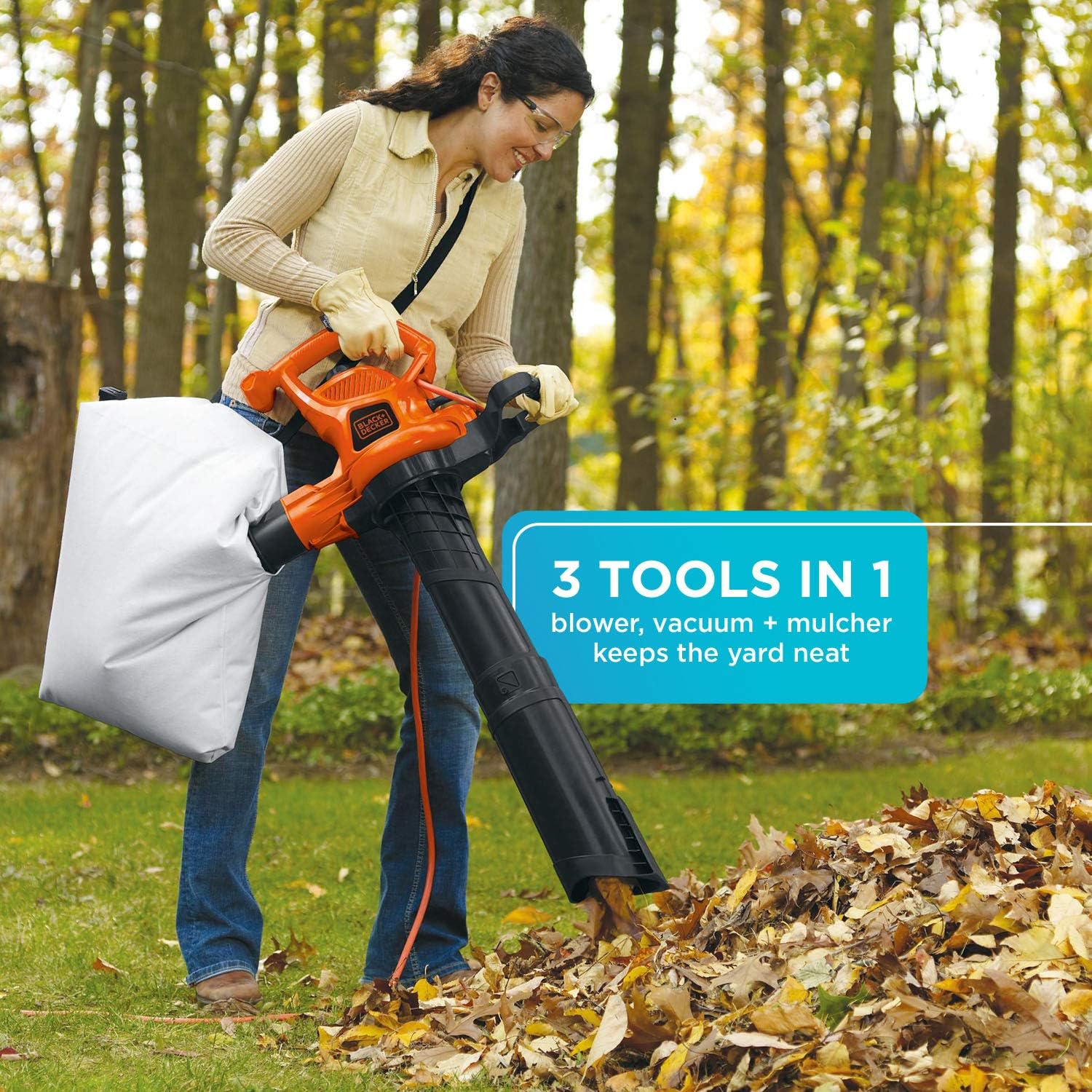 BLACK+DECKER Leaf Blower & Leaf Vacuum, 3-in-1, 12-Amp, 250-MPH, 400-CFM (BV6000) Pack of 2