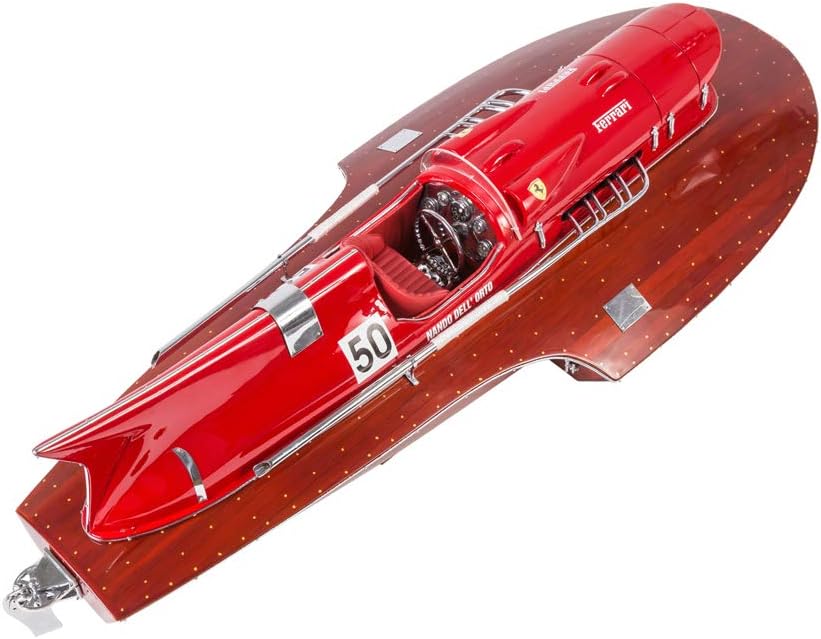 Seacraft Gallery Ferrari Hydroplane Model Speed Boat 19.7" - Handcrafted wood boat decor - Wooden Decor toy boat - Wooden Model Ships - Wooden Toy Model Boat - Italian model display -Wooden model ship