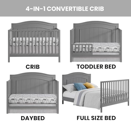 Oxford Baby North Bay 4-in-1 Convertible Crib, Snow White, GreenGuard Gold Certified
