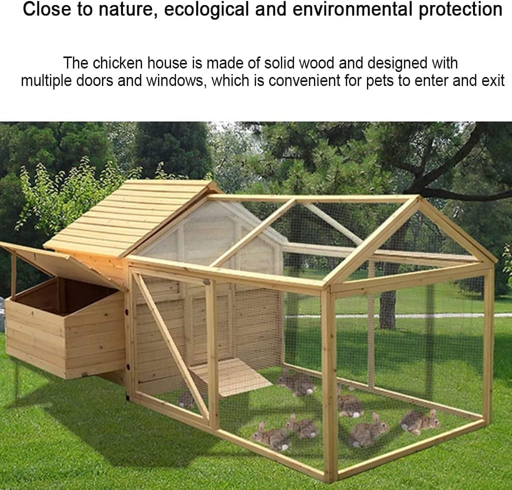 Original Chicken Duck Cage Rabbit Hutch Poultry Habitat, 50inch Deluxe Wooden Chicken Coop Indoor/Outdoor Pets Crate House Large Run Outdoor Rabbit Hutch Bunny Cage Poultry Coop Suit