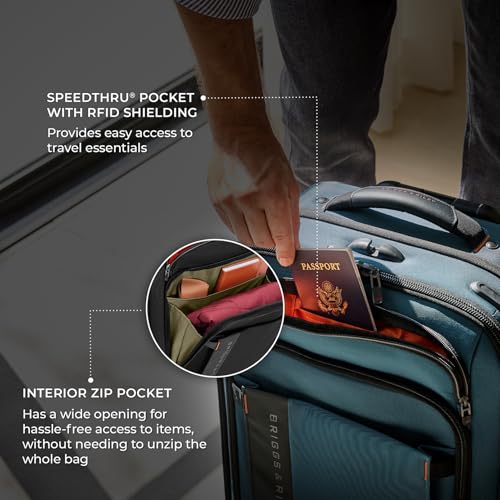 Briggs & Riley Domestic 22" Carry On Expandable Spinner - Luggage for Travel, Suitcases with Wheels, Softside Rolling Bag for Men & Women, Self-Repairing Zipper - ZDX Collection, Black