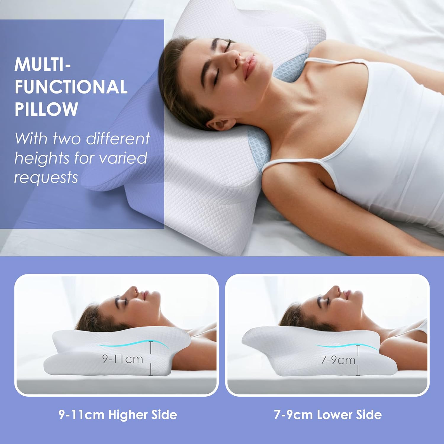 Cervical Memory Foam Pillow, Contour Pillows for Neck and Shoulder Pain, Ergonomic Orthopedic Sleeping Neck Contoured Support Pillow for Side Sleepers, Back and Stomach Sleepers