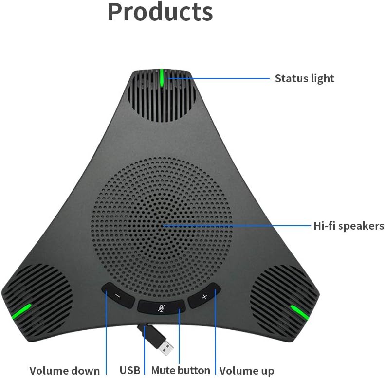 Conference Microphone USB Conference Speaker, Omnidirectional Microphone with Noise Reduction and Echo Cancellation for 8-10 People Business Conference, Home Office,Compatible with Leading Platforms