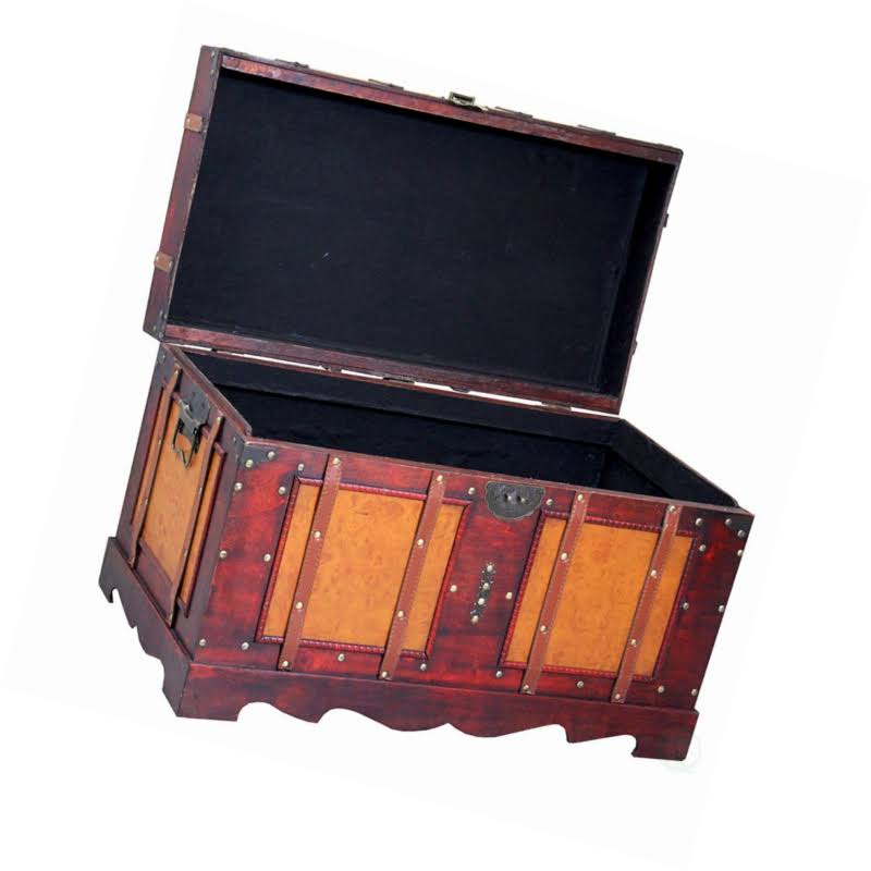 Vintiquewise Large Antique Style Steamer Trunk, Decorative Storage Box