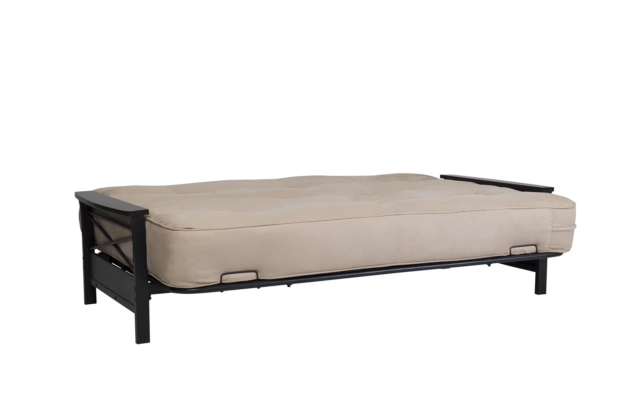 DHP Nadine Metal Futon Frame with Espresso Wood Armrests, Full Size, Mattress Not Included