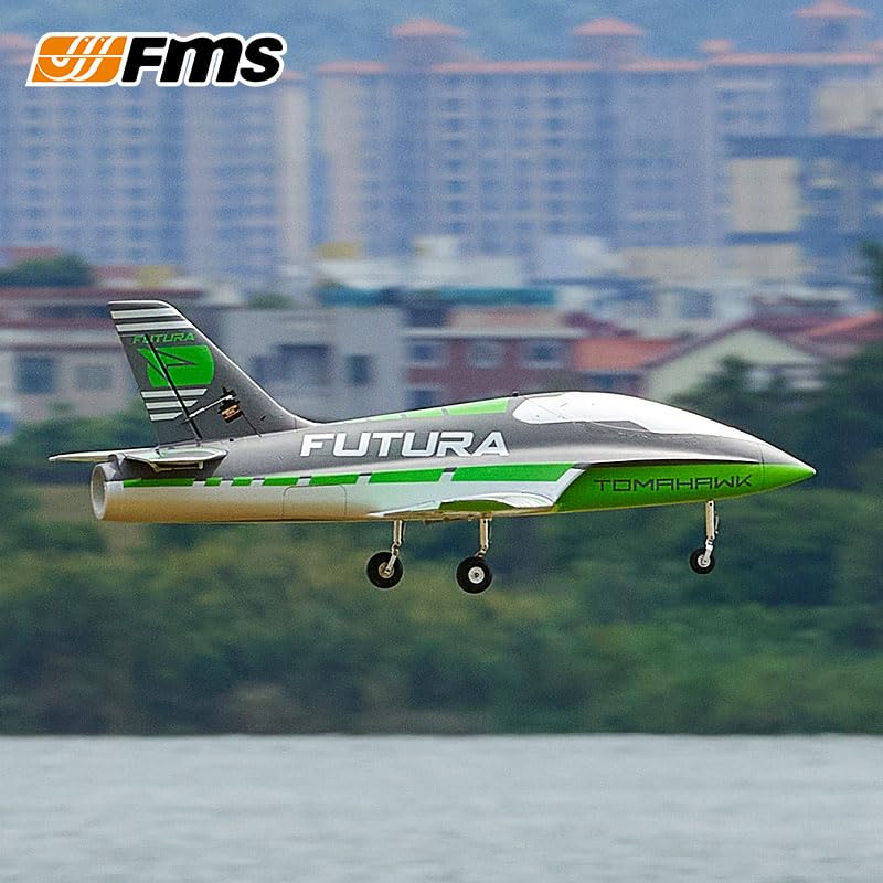 FMS Rc Jets Futura 64MM EDF Sport Jet Green rc Airplanes for Adults for Trainers EDF for Beginners 6 Channel Remote Control Planes PNP(NO Transmitter Batteries and Charger)