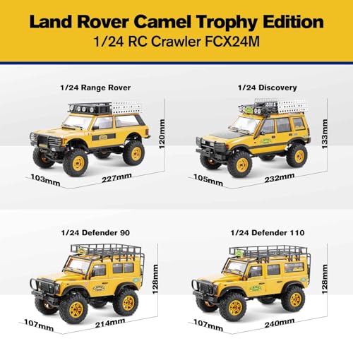 BEEZRC FMS 1/24 RC Crawler RTR FCX24M Land Rover Family Camel Trophy Edition Licensed RC Model 4WD RC Rock Truck 2.4Ghz Hobby Grade RC Car Model Mini Off Road Vehicle with Battery (Discovery)
