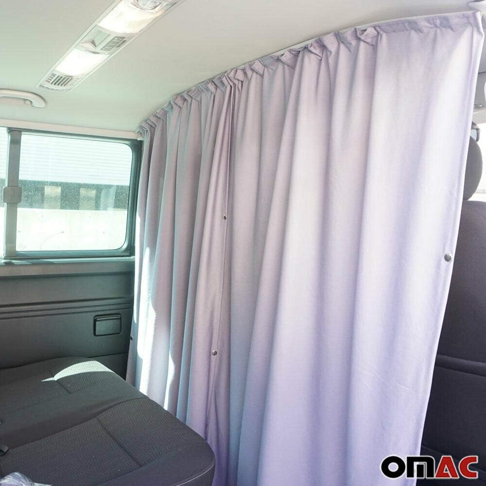 OMAC Van Cab Divider Curtains Campervan Sunshade Blinds Kit Grey | Fits Mercedes Sprinter Accessories 2 pcs. Curtains 1pcs. Profiles Screws