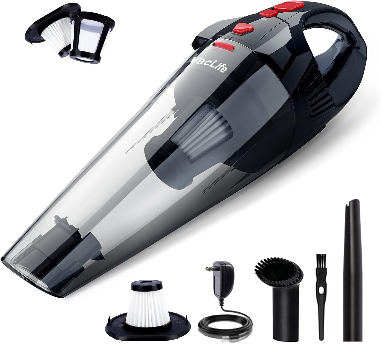 VacLife Handheld Vacuum, Cyclone Hand Vacuum Cleaner Cordless for Car & Home, Red (VL706)