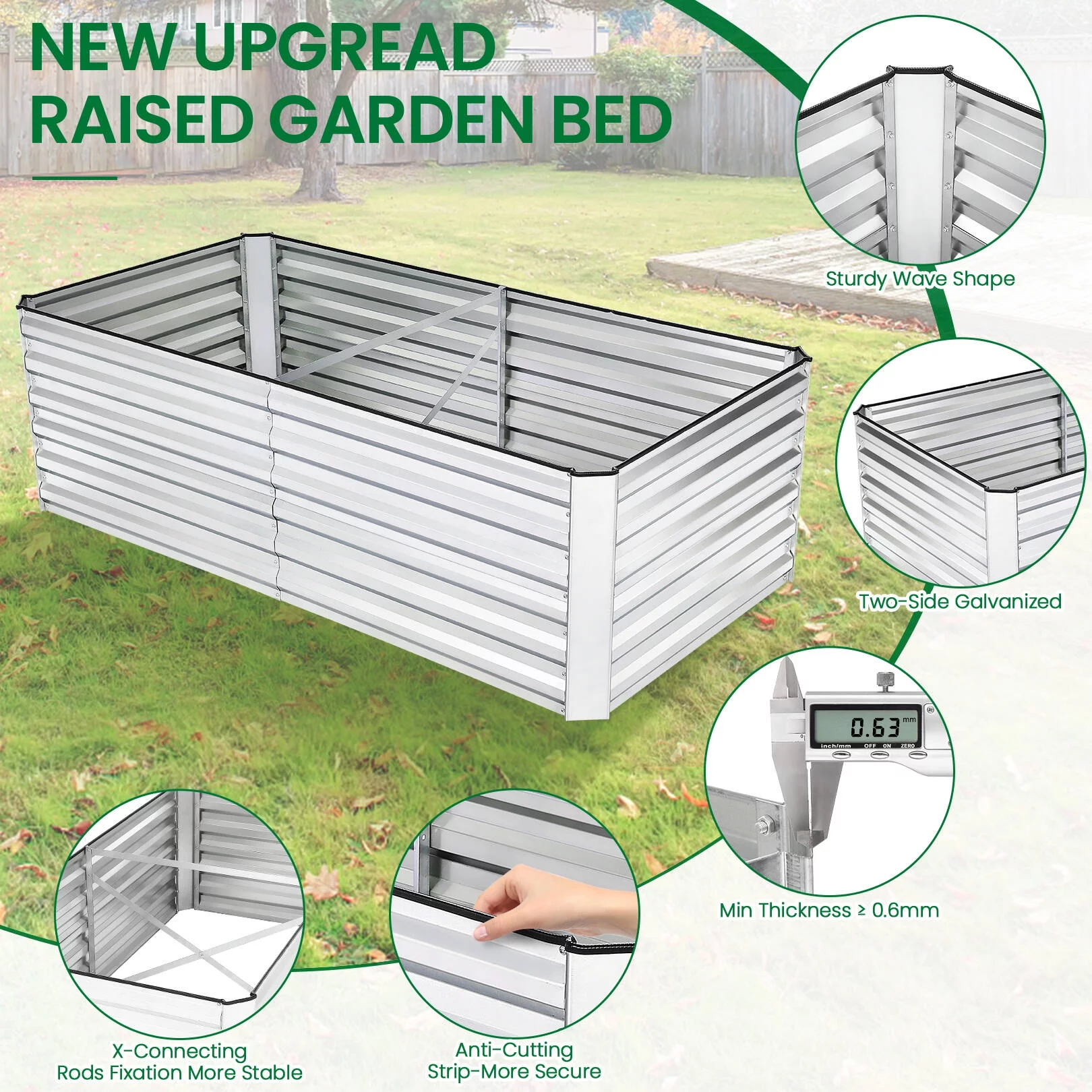 SEJOV Galvanized Raised Garden Beds 6ftx3ftx2ft Large Metal Garden Beds Galvanized Steel Planter Box for Vegetables Flowers Herbs