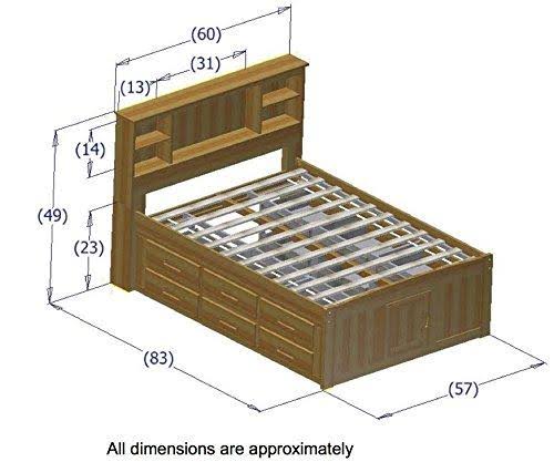 Discovery World Furniture Charcoal Full Bookcase Bed with 12 Drawers