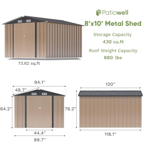 Patiowell 3 x 3 FT Outdoor Storage Shed,Small Garden Tool Storage Shed with Sloping Roof and Single Lockable Door, Outdoor Shed for Backyard Garden Patio Lawn, Grey