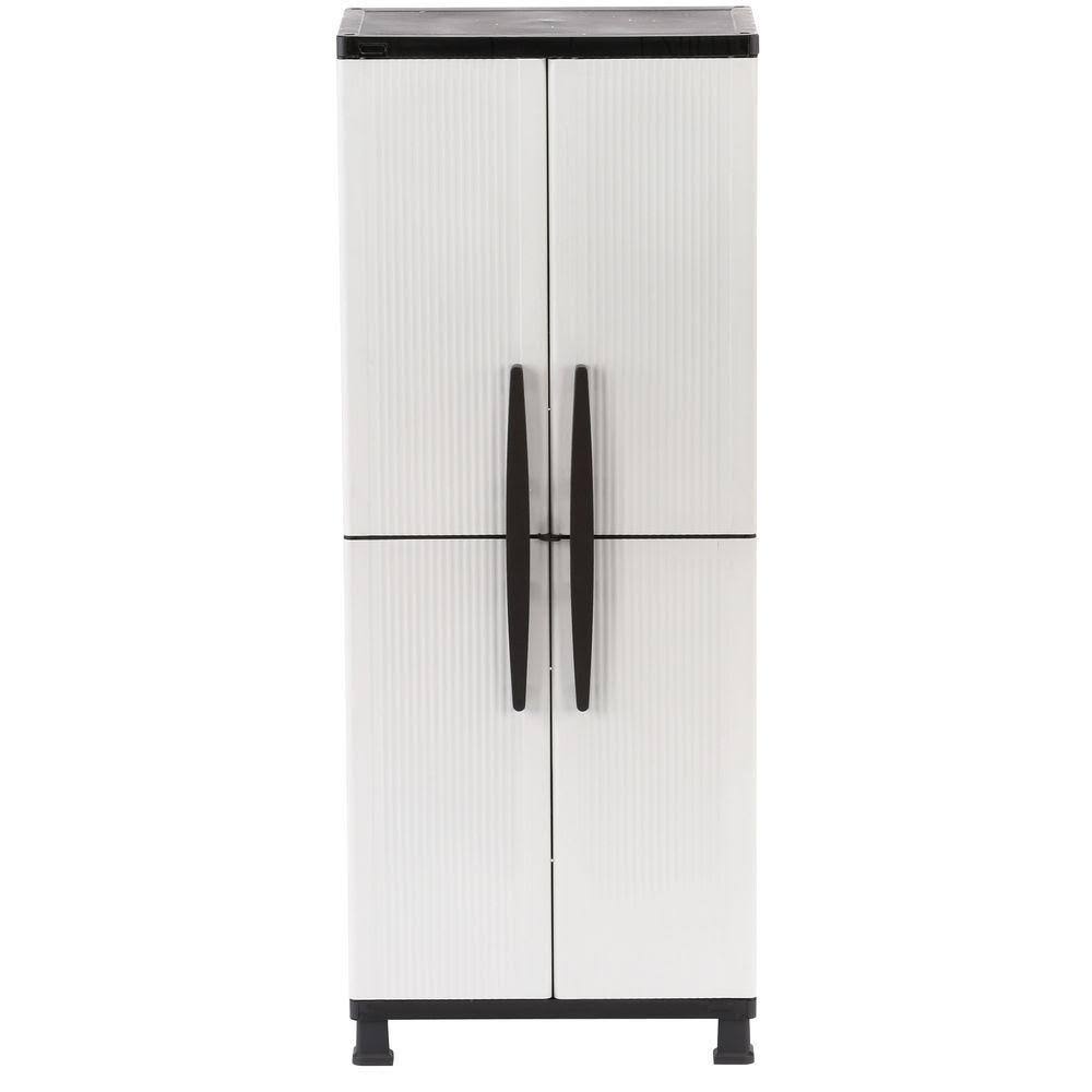 HDX 27 in. W 4 Shelf Plastic Multi-Purpose Cabinet in Gray 221874