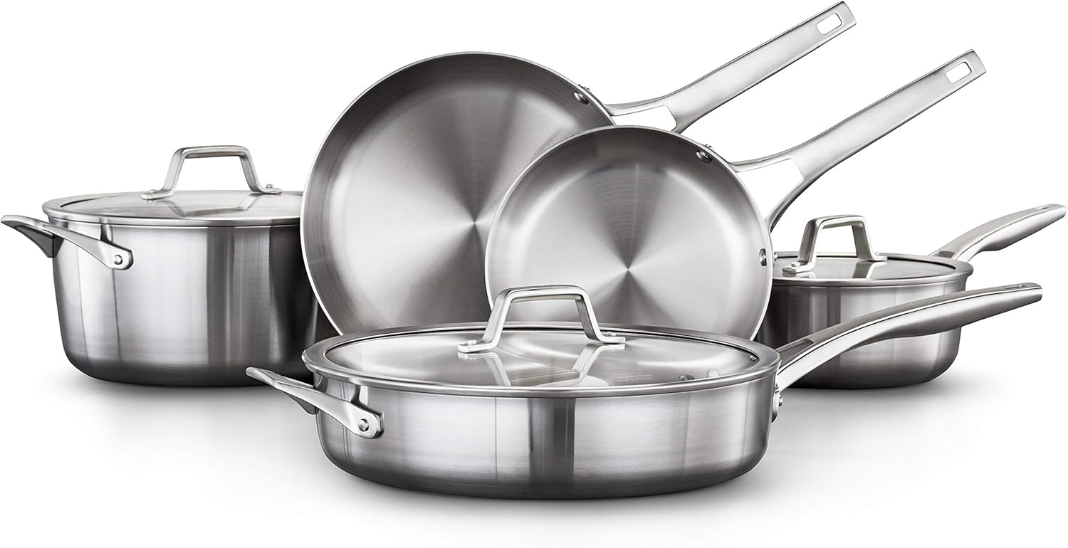 Calphalon Premier Stainless Steel Pots and Pans, 11-Piece Cookware Set
