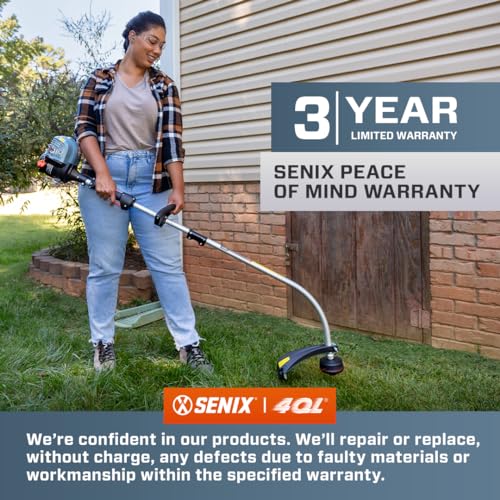 SENIX 4QL 26.5 cc 4-Cycle Handheld Gas Leaf Blower, Up to 410 CFM and 125 MPH, Easy Start, Lightweight, Dual Grip Handle (BL4QL-L)