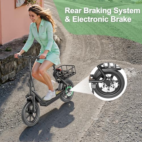 NAVIC Electric Scooter Adults,27Mile Range,Top Speed 22Mph,750W Peak Motor,14'' Pneumatic Tires,Electric Scooter for Adults,Foldable e Scooter with Back Basket