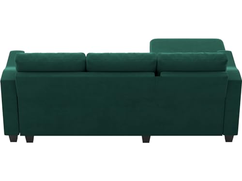 Belffin Velvet Sectional Couch with Storage, L Shaped Sofa with Chaise for Small Space, Blue
