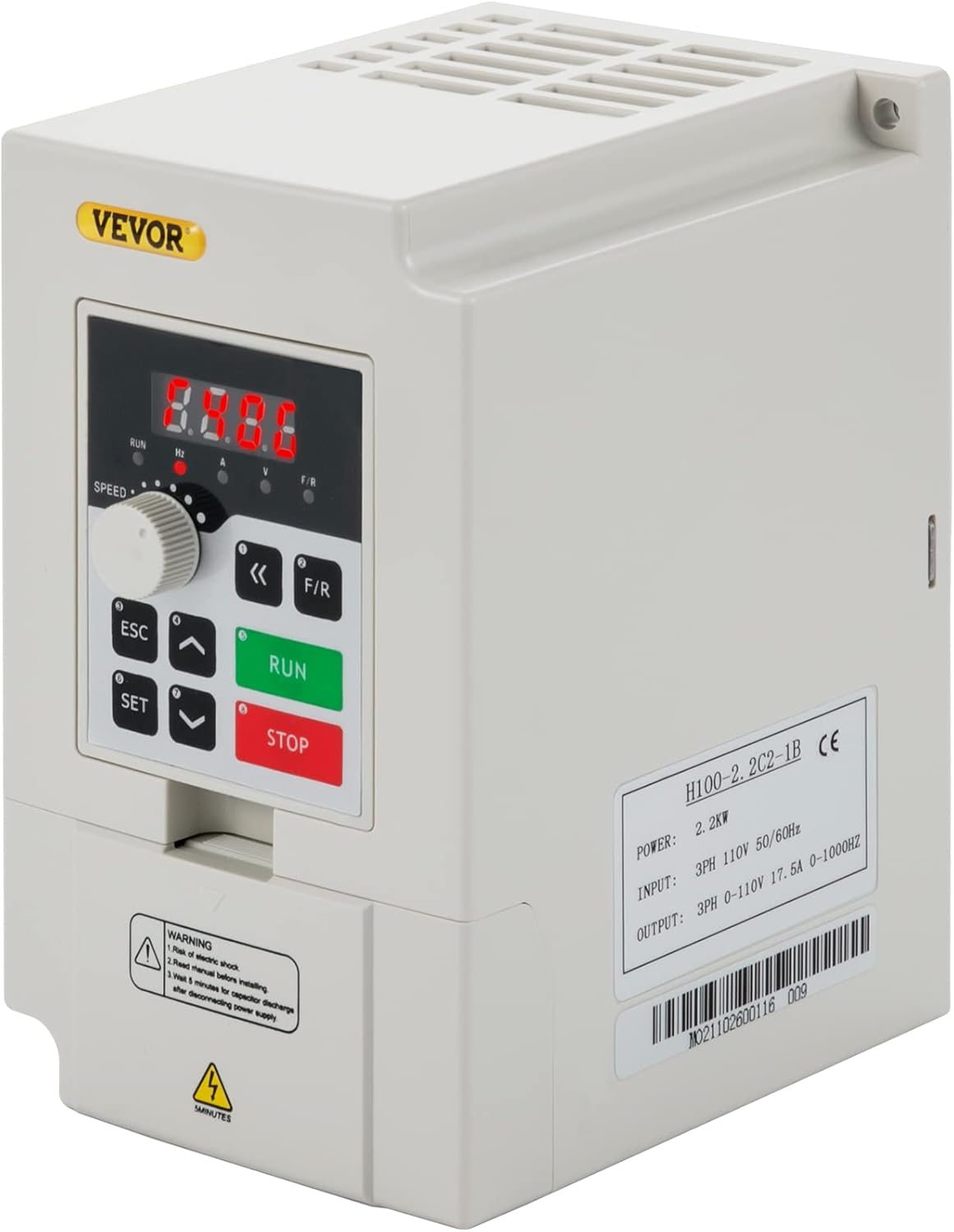 VEVOR VFD 4KW 220V 5.5HP, 1 or 3 Phase Input, 3 Phase Output Variable Frequency Drive, AC 17A 0~1000HZ CNC Motor Inverter Converter for Motor Speed (RS485)