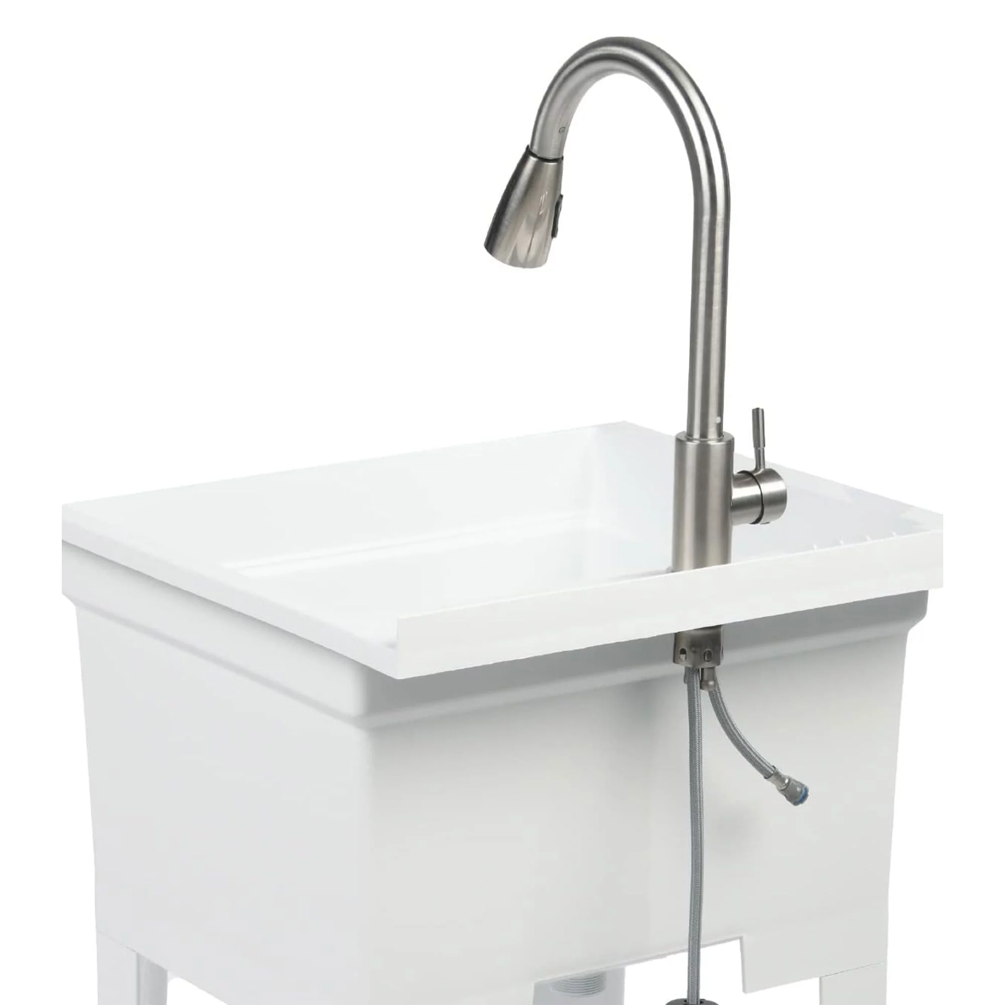 UTILITYSINKS Plastic 24" Freestanding Compact Workshop Utility Sink, White