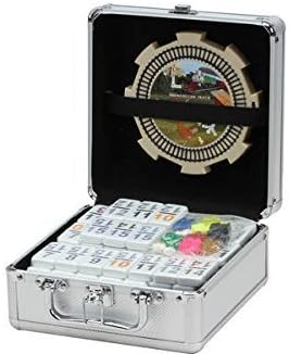 Double 15 Numeral Pro Size Mexican Train & Chicken Domino Set in Aluminum Case