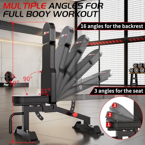 600LB Weight Training Bench, Adjustable Weight Bench for Total Body Workout, Stable Exercise Bench for Home Gym Strength Training,Incline Flat Decline Sit Up Bench for Full Body Fitness