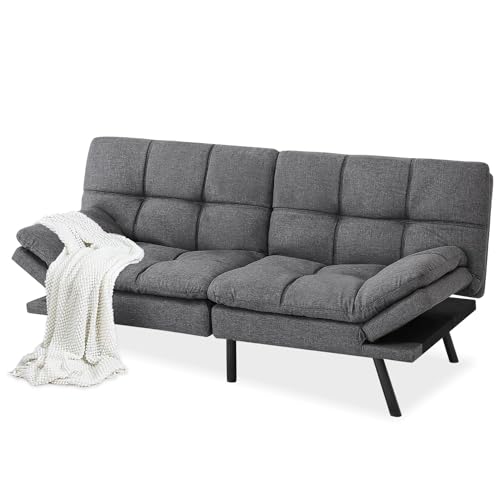 MUUEGM Futon Sofa Bed,couch bed,Memory Foam Futon Sofa,Convertible Sofa Bed for Compact Living Spaces,Apartment,Office,Sleeper Sofa,71"*33"*31.5",Grey Fabric