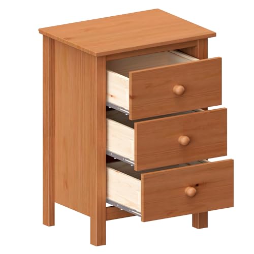 Nightstand Tall 3 Drawer Solid Wood Unfinished - Maximize space elegantly with This timeless tall bedroom side table