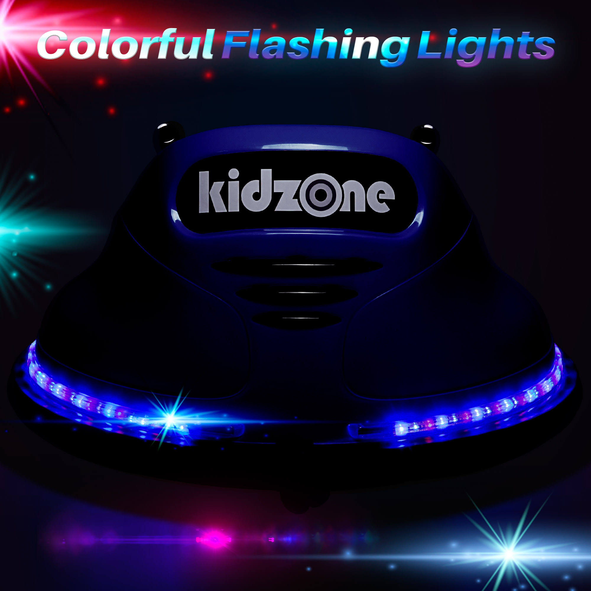 Kidzone Dark Blue Kids Toy Electric Ride on Bumper Car Vehicle Remote Control 360 Spin ASTM-Certified