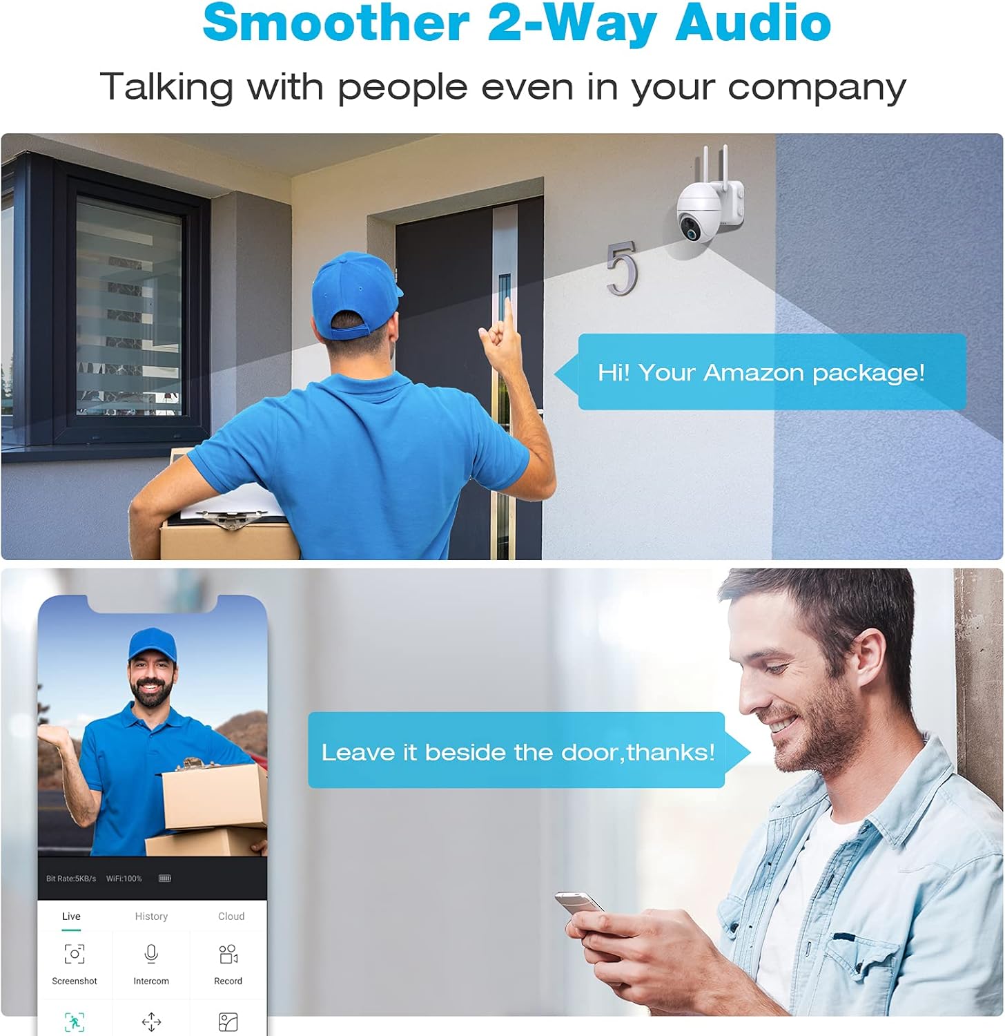 PTZ Security Camera Wireless Outdoor, 1080P Battery Powered Wireless WiFi Cameras for Home Security, 360° Wireless Surveillance Camera, Night Vision, Motion Detection, Two-Way Audio, Siren Alarm