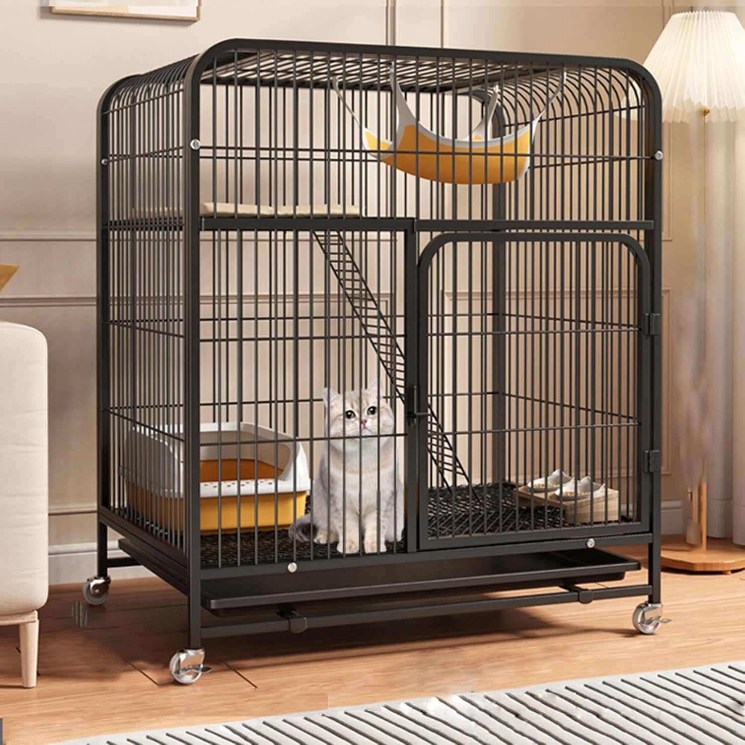 Cat Cage, Cat Enclosure with Cat Litter Box, Large 2/3 Tier Cat Playpen Cat Kennels, Exercise Place Ideal for 1-2 Cat